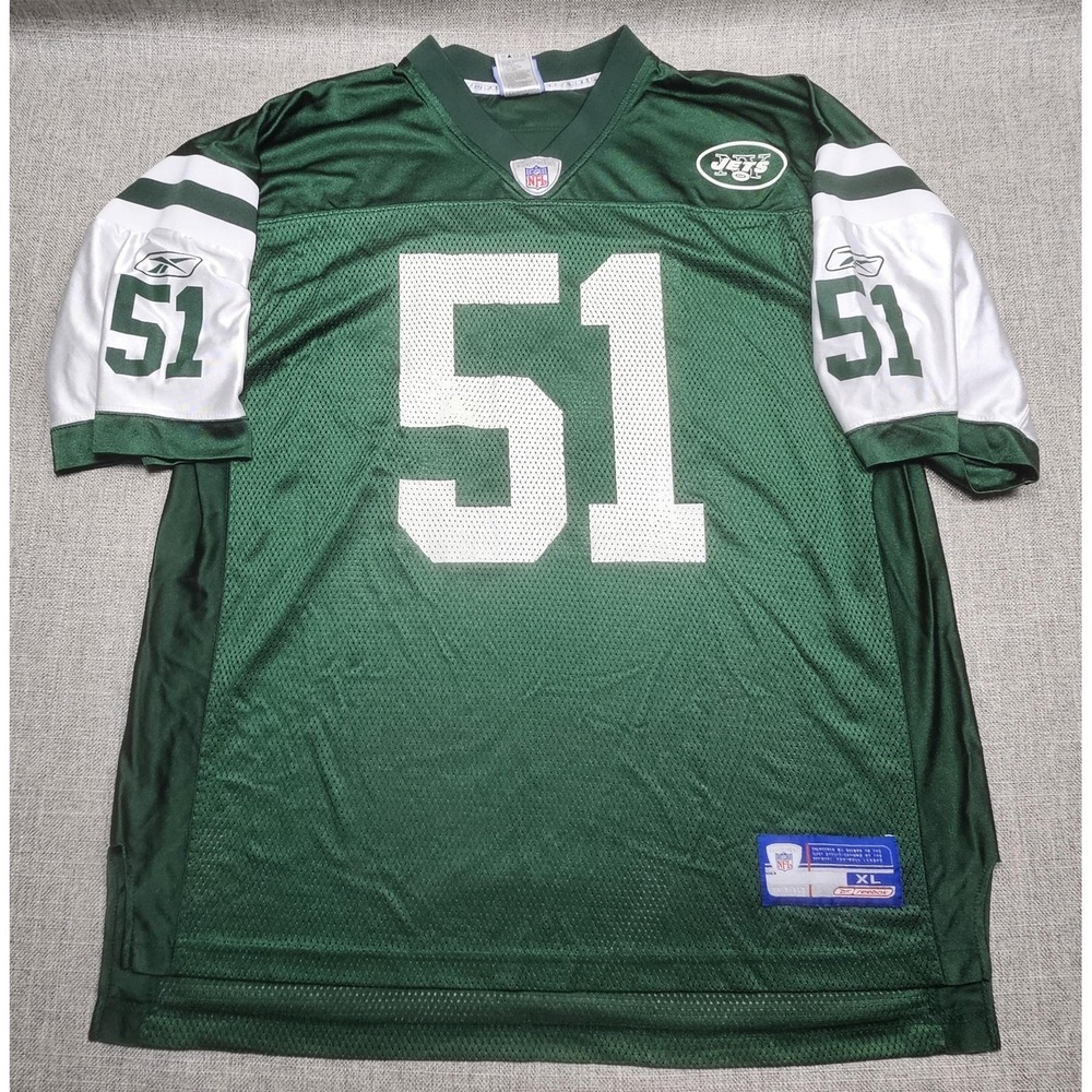 New York Jets Jersey Mens XL Green White NFL Football Jonathan Vilma‎ 51 Reebok